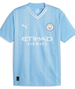 Alternative view of Juli¨¢n ¨¢lvarez Manchester City Puma 2023/24 Home Replica Player Jersey - Sky Blue