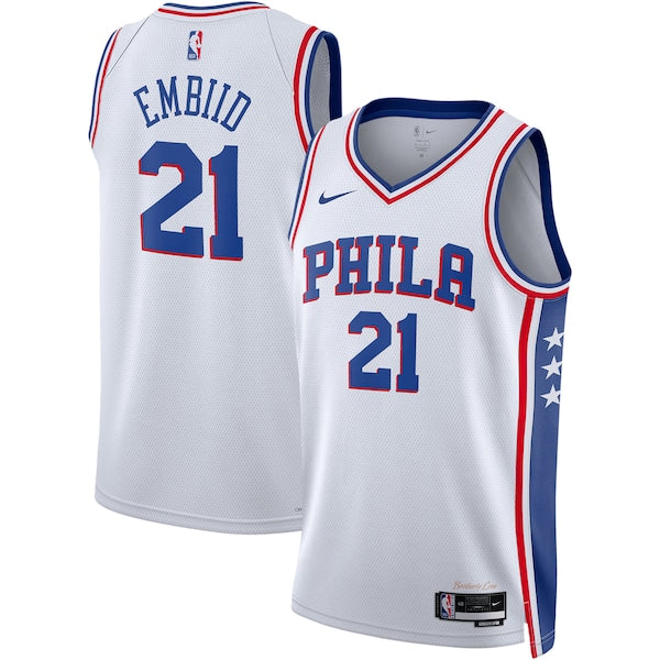 Joel Embiid Philadelphia 76ers Nike Unisex Swingman Jersey - Association Edition - White/Royal - Image 2