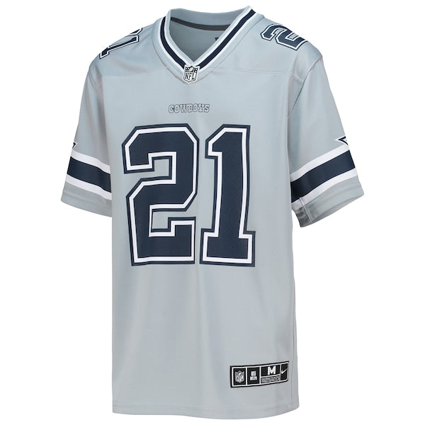 Ezekiel Elliott Dallas Cowboys Nike Youth Inverted Team Game Jersey - Silver - Image 2