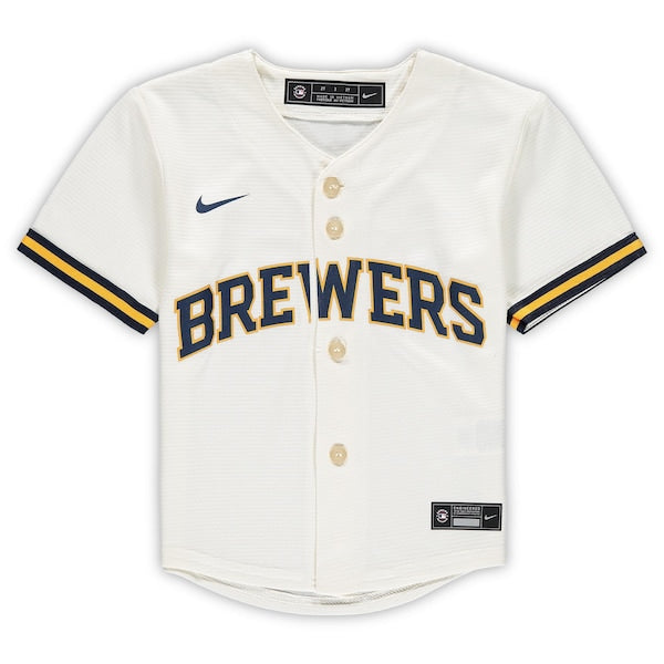 Milwaukee Brewers Nike Toddler Replica Team Jersey - Cream - Image 2