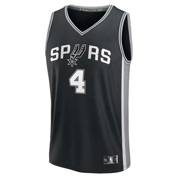 De'Aaron Fox San Antonio Spurs Fast Break Replica Player Jersey - Icon Edition - Black - Image 2