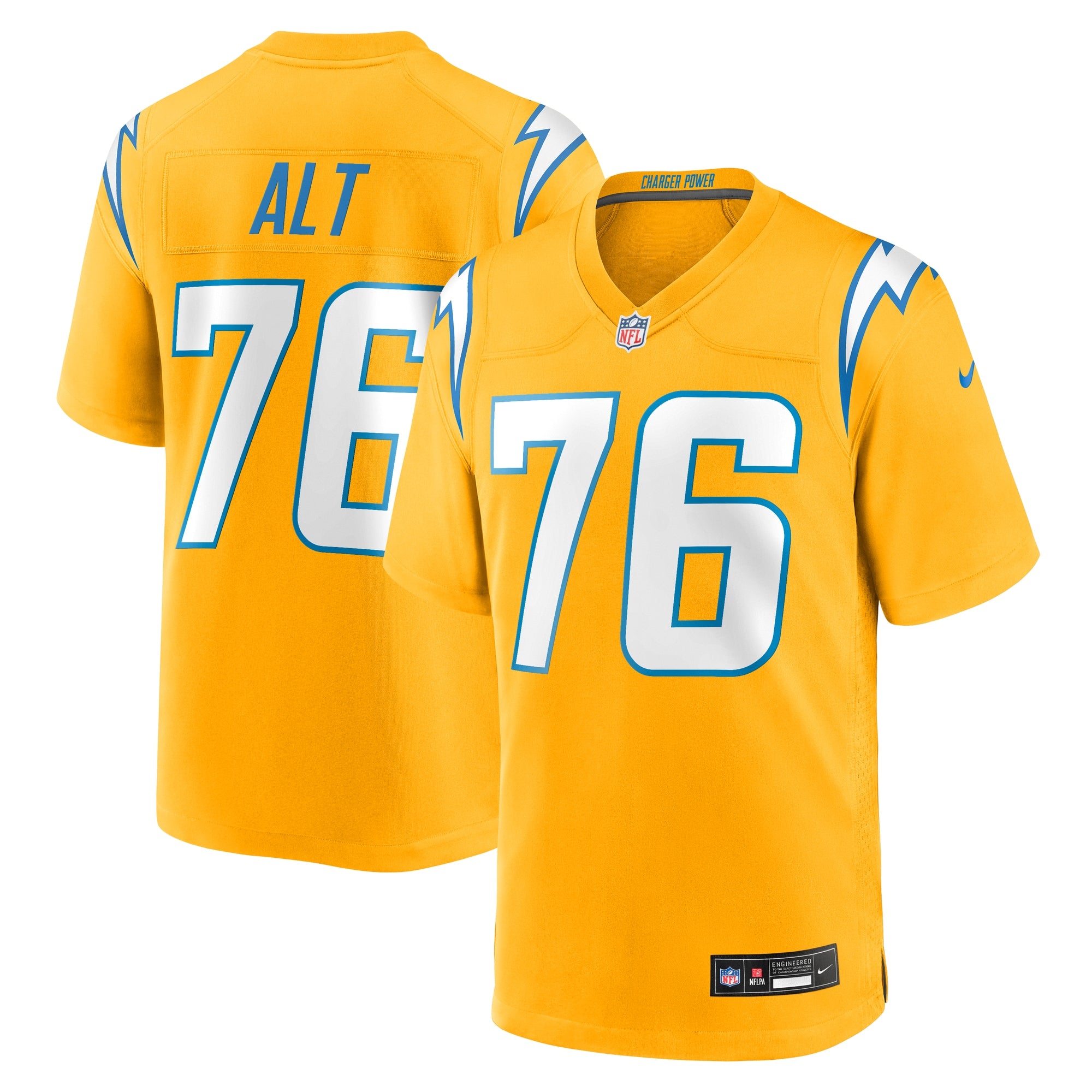 Joe Alt Los Angeles Chargers Nike Alternate Super Chargers Game Player Jersey - Navy/Powder Blue/Gold - Image 6