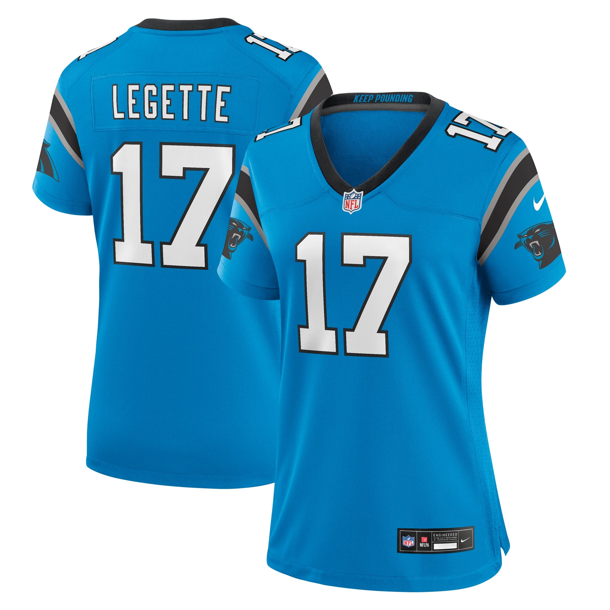 Xavier Legette Carolina Panthers Nike Women's Game Jersey - Black/Blue - Image 6
