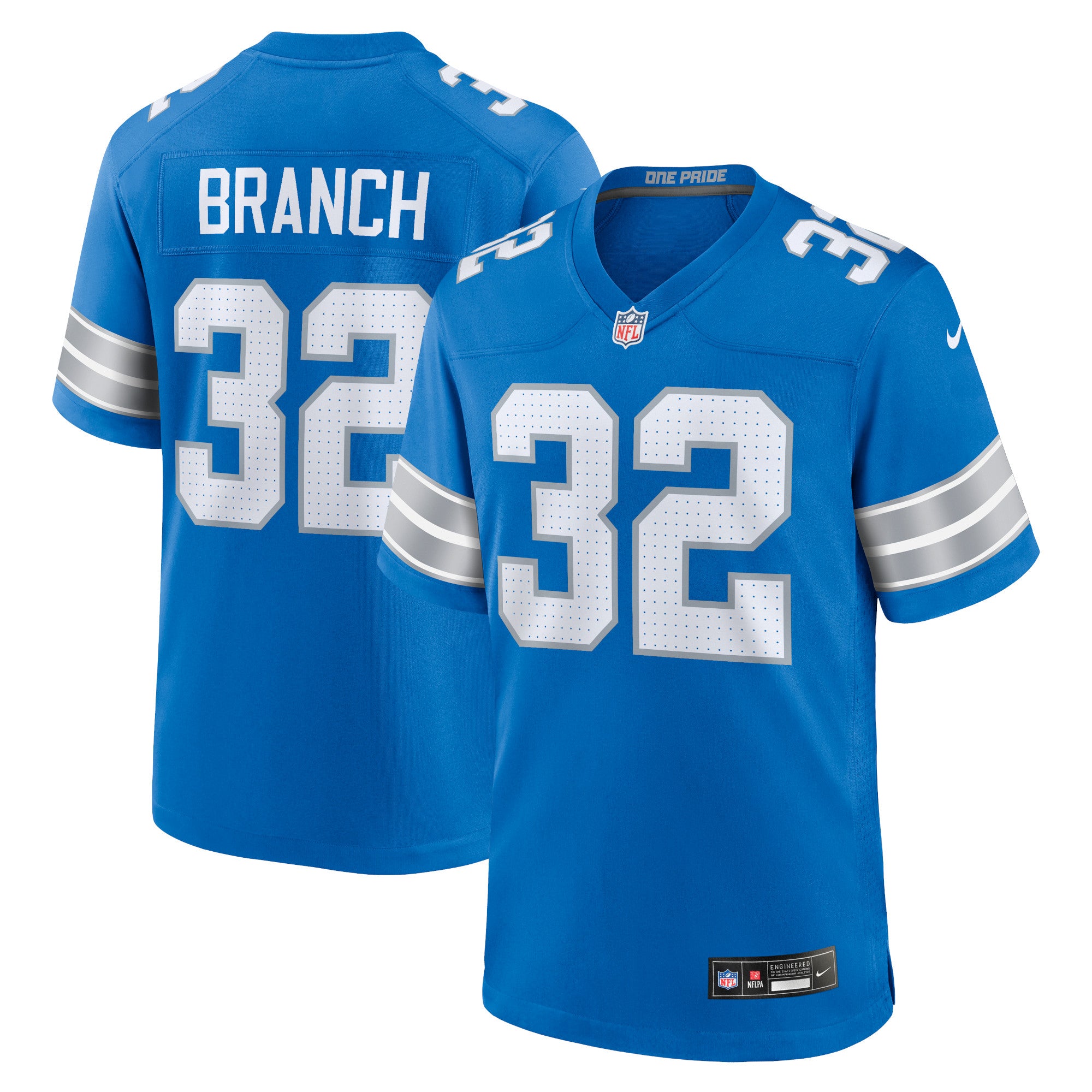 Brian Branch Detroit Lions Nike White Game Jersey - White/Blue - Image 5