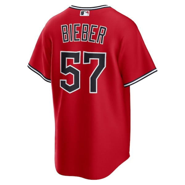 Shane Bieber Cleveland Guardians Nike Alternate Replica 2.0 Player Jersey - Red - Image 3