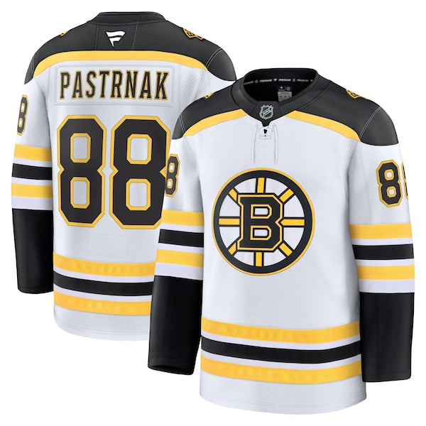 David Pastrnak Boston Bruins Away Premium Jersey - White/Black - Image 2