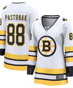 Alternative view of David Pastrnak Boston Bruins  Women's Away Breakaway Player Jersey - White/Black