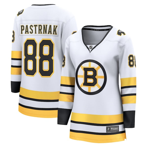 David Pastrnak Boston Bruins Women's Away Breakaway Player Jersey - White/Black - Image 2