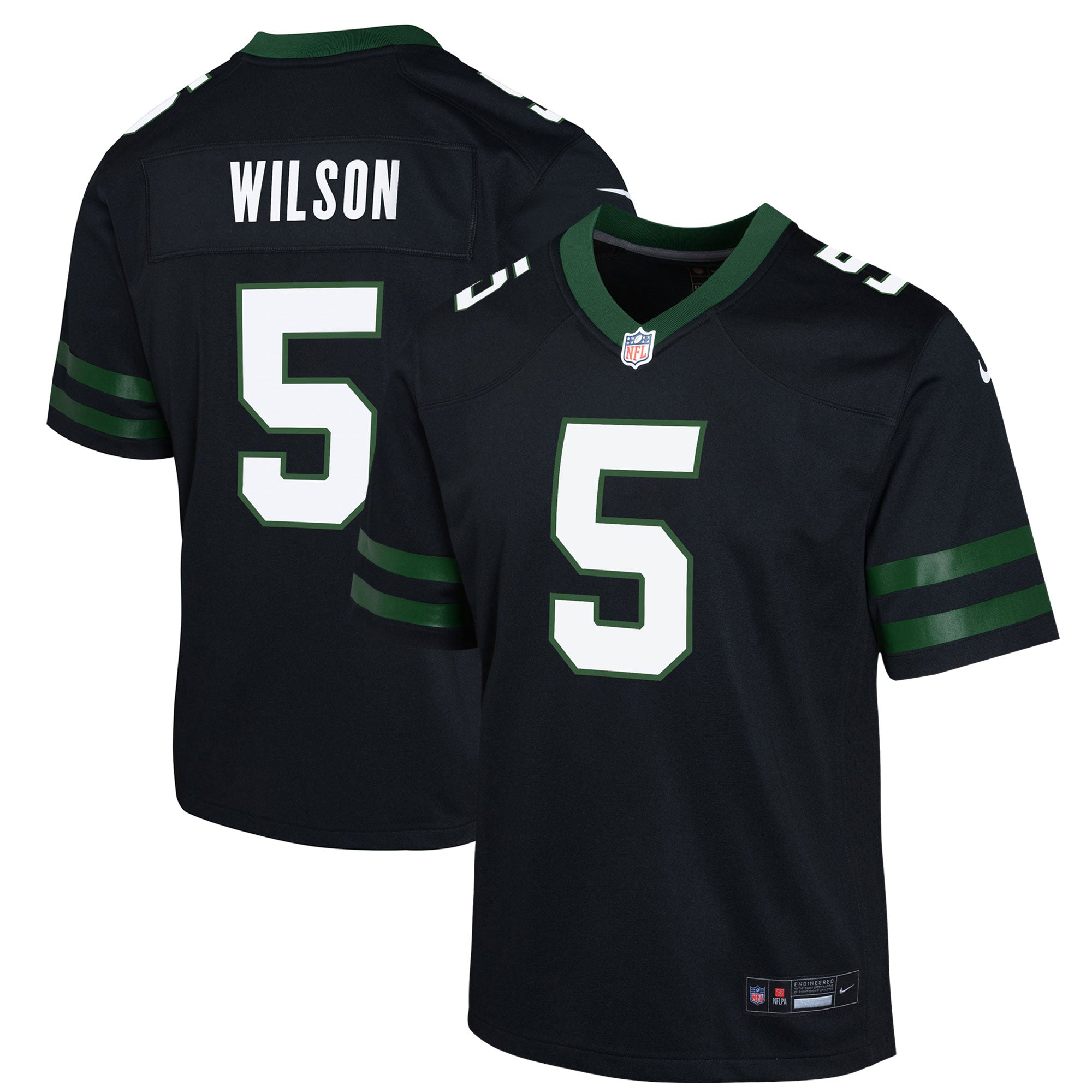 Garrett Wilson New York Jets Nike Youth Game Jersey - Legacy White/Black/Green - Image 6