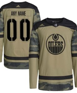 Edmonton Oilers adidas Logo Military Appreciation Team Authentic Custom Practice Jersey - Camo