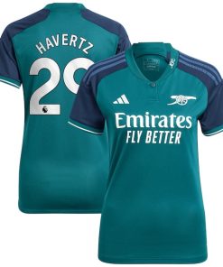 Alternative view of Kai Havertz Arsenal adidas Women's 2023/24 Third Replica Player Jersey - Green/Red/Yellow