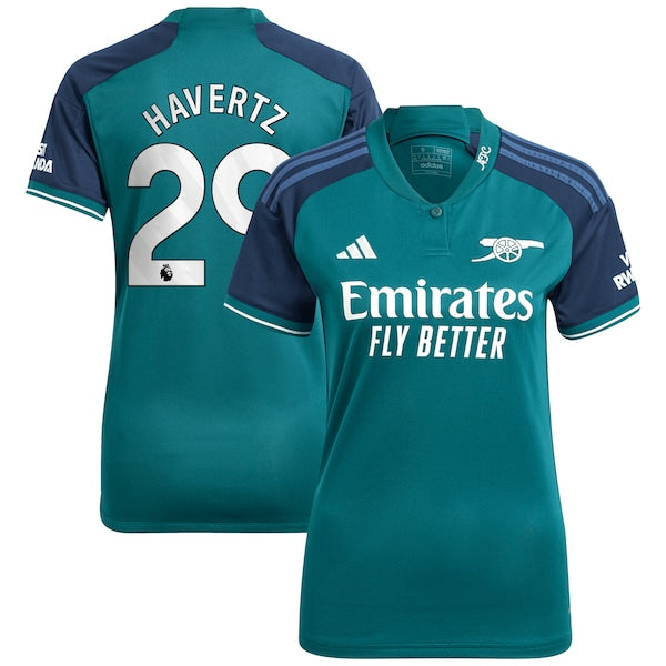 Kai Havertz Arsenal adidas Women's 2023/24 Third Replica Player Jersey - Green/Red/Yellow - Image 2