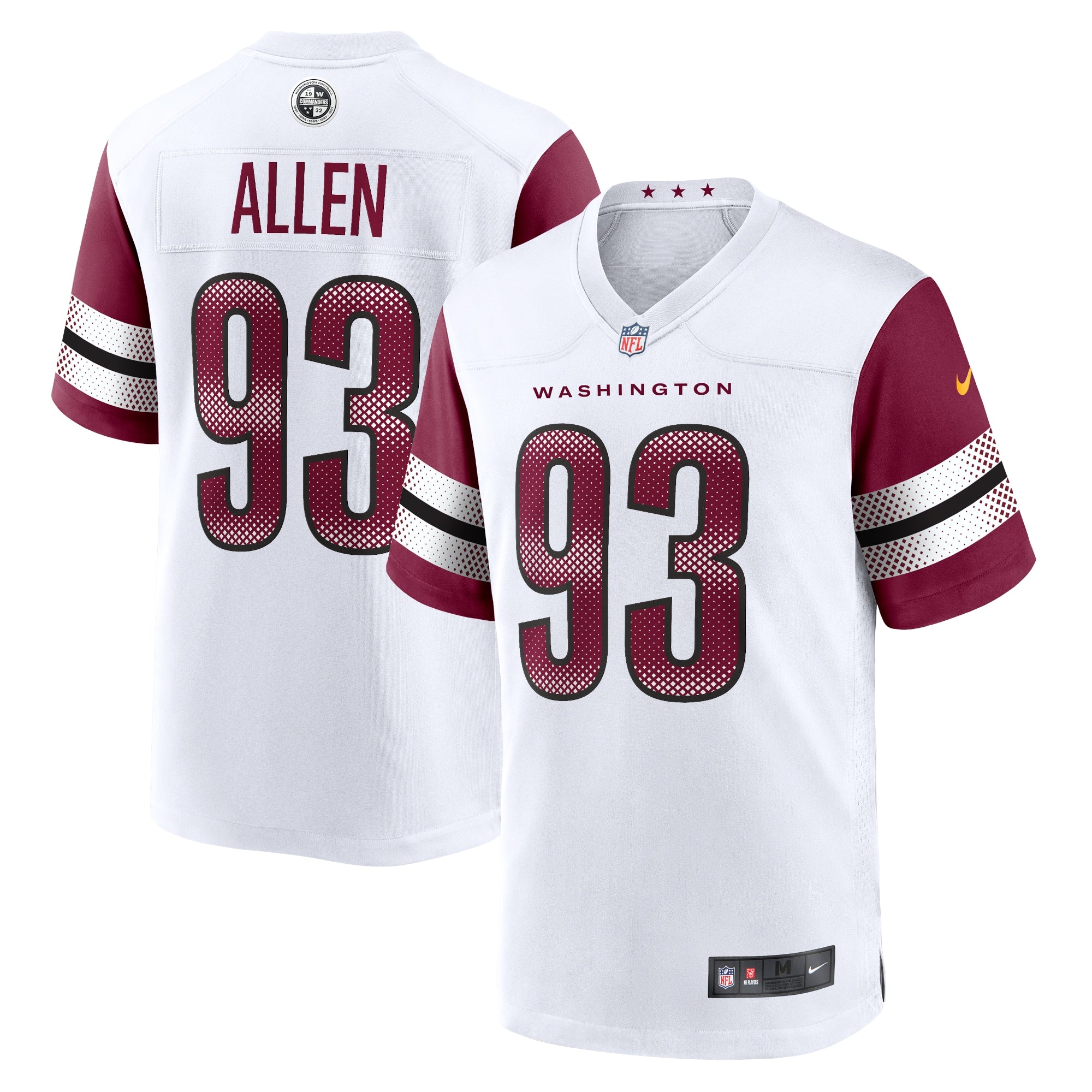 Jonathan Allen Washington Commanders Nike Alternate Game Player Jersey - Black/Burgundy/White - Image 8