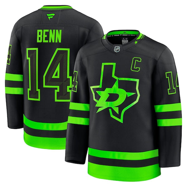 Jamie Benn Dallas Stars Alternate Premium Jersey - Black/Kelly Green