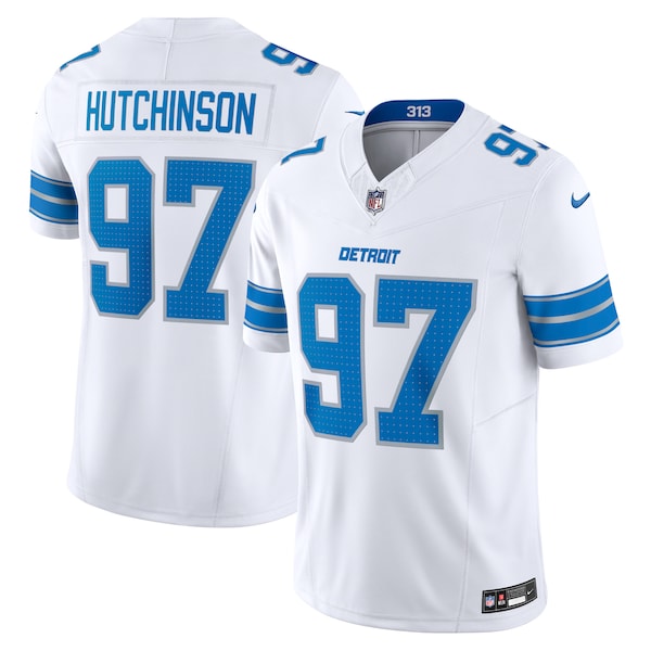 Aidan Hutchinson Detroit Lions Nike Vapor F.U.S.E. Limited Jersey - White/Black/Blue - Image 3