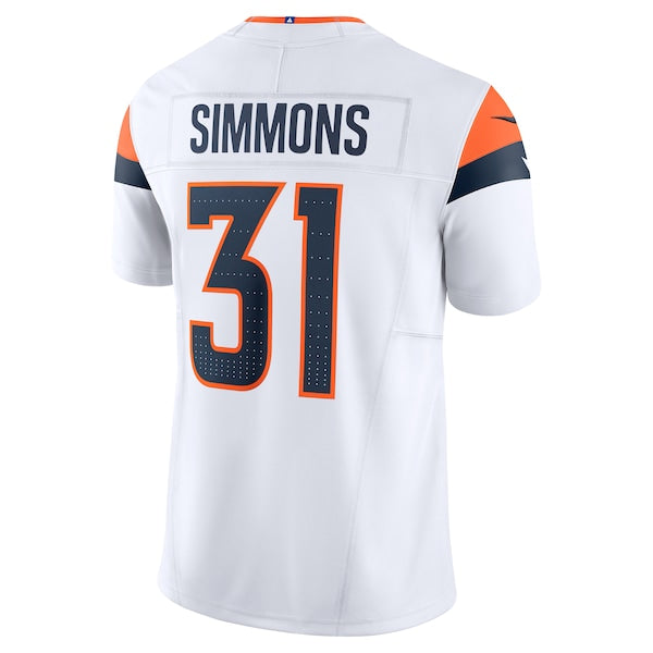 Justin Simmons Denver Broncos Nike Vapor F.U.S.E. Limited Jersey - White/Navy/Orange - Image 4