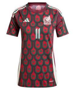 Alternative view of Santiago Gim¨¦nez Mexico National Team adidas Women's 2024 Home Replica Player Jersey - Burgundy