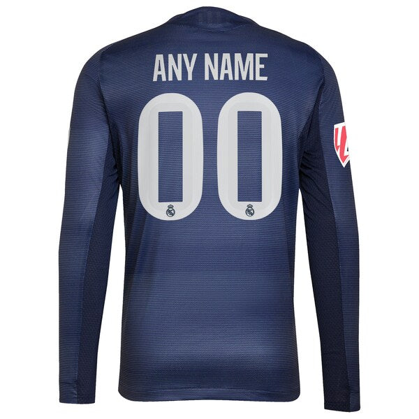 Los Merengues adidas 2025/26 Away Authentic Long Sleeve Custom Jersey - Blue/White - Image 4