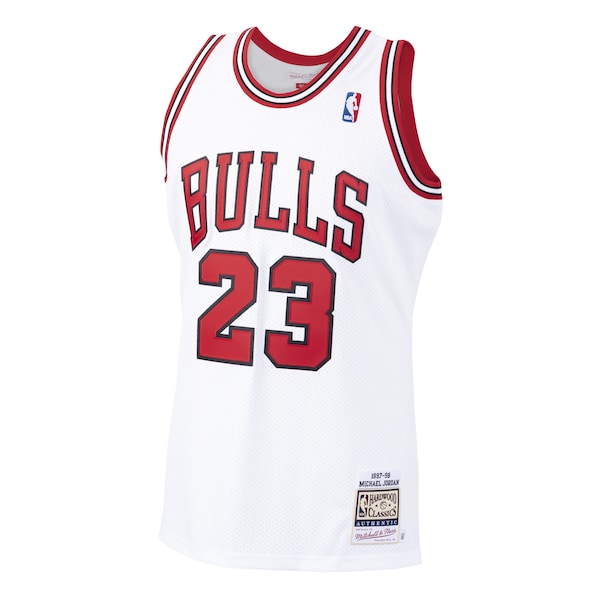 Michael Jordan Chicago Bulls 1997/98 Hardwood Classics Authentic Jersey - White/Black/Scarlet - Image 5