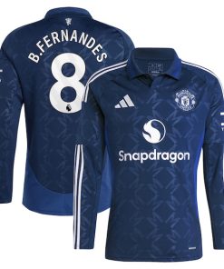 Alternative view of Bruno Fernandes Manchester United adidas 2024/25 Away Replica Long Sleeve Player Jersey - Navy