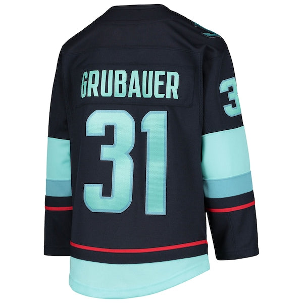 Philipp Grubauer Seattle Kraken Youth Home Premier Player Jersey - Deep Sea Blue - Image 3