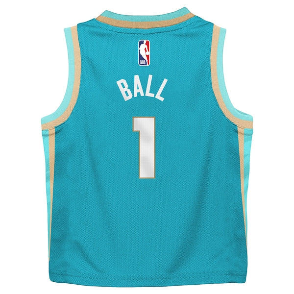LaMelo Ball Charlotte Hornets Jordan Brand Preschool 2023/24 Swingman Replica Jersey - City Edition - Teal - Image 2