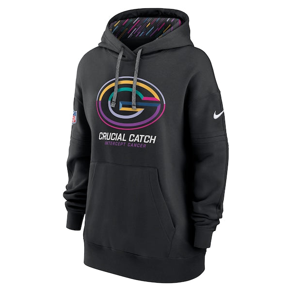 Green Bay Packers Nike Women's 2024 NFL Crucial Catch Club Pullover Hoodie - Black - Image 2