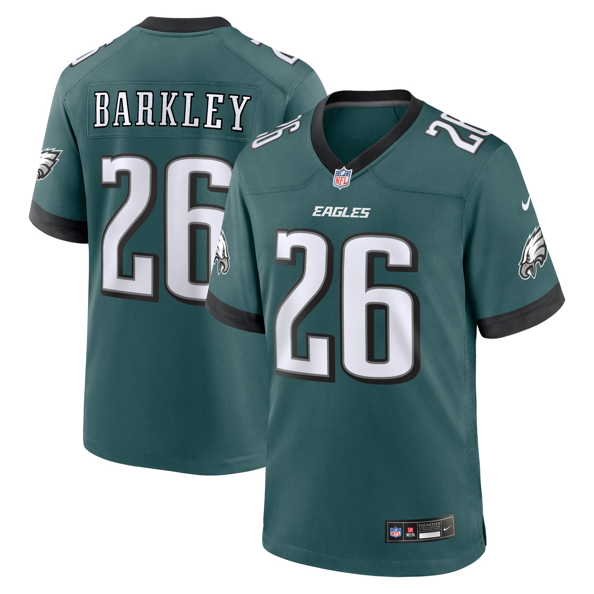 Saquon Barkley Philadelphia Eagles Nike Alternate Game Jersey - Kelly Green/Black/Green/White - Image 9