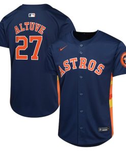 Alternative view of Jose Altuve Houston Astros Nike Youth Alternate Limited Player Jersey - Navy/Orange