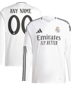 Los Merengues adidas 2024/25 Home Replica Custom Long Sleeve Jersey - White
