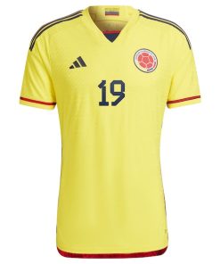 Alternative view of Rafael Borr¨¦ Colombia National Team adidas 2022/23 Home Authentic Player Jersey - Yellow