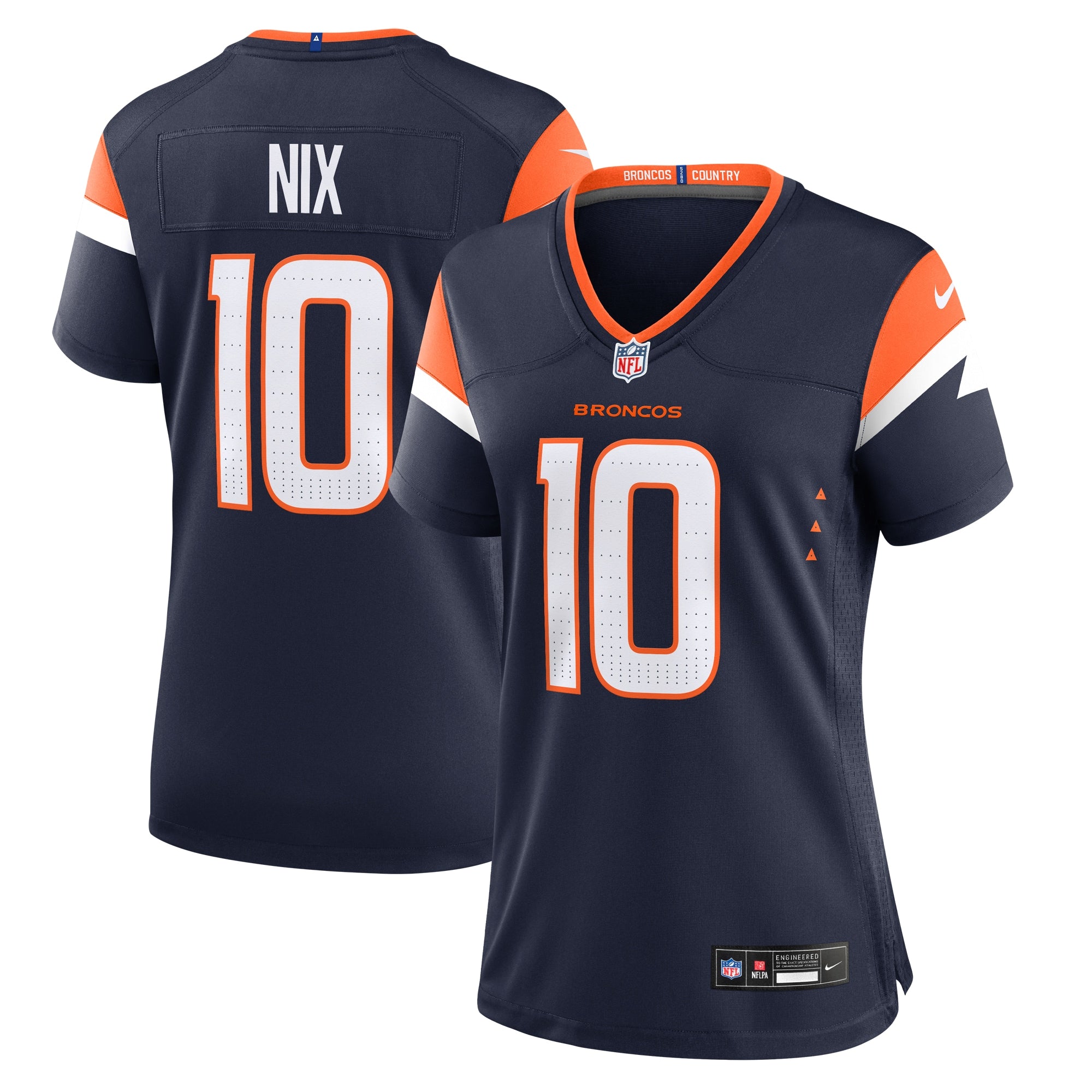 Bo Nix Denver Broncos Nike Women's Game Jersey - White/Navy - Image 6