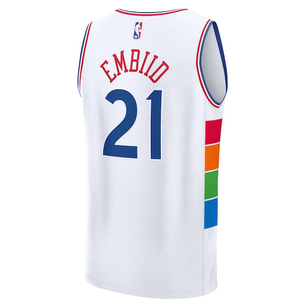 Joel Embiid Philadelphia 76ers Youth 2024/25 Fast Break Player Jersey - City Edition - White - Image 3