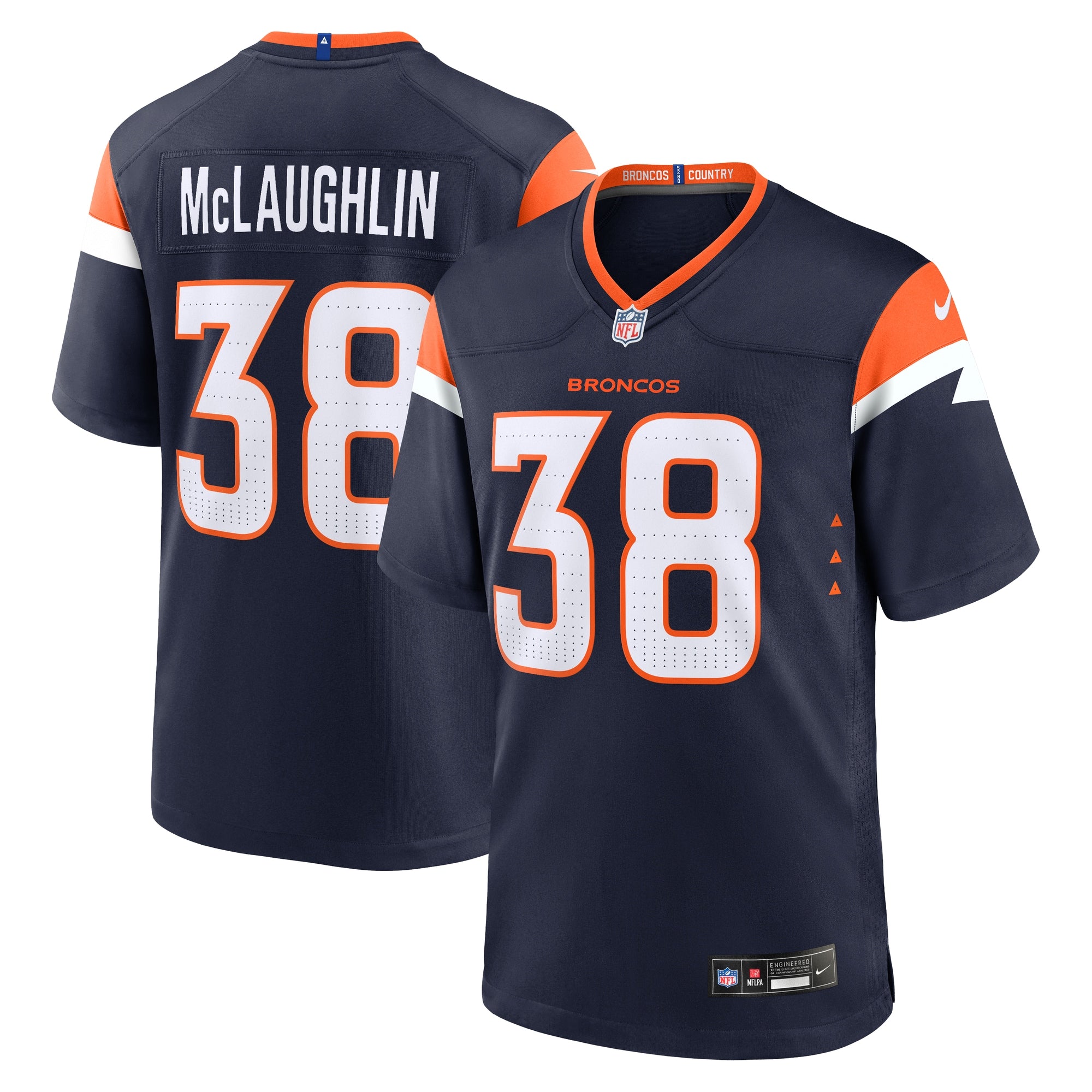 Jaleel McLaughlin Denver Broncos Nike Team Game Jersey - Orange/Navy/White - Image 9