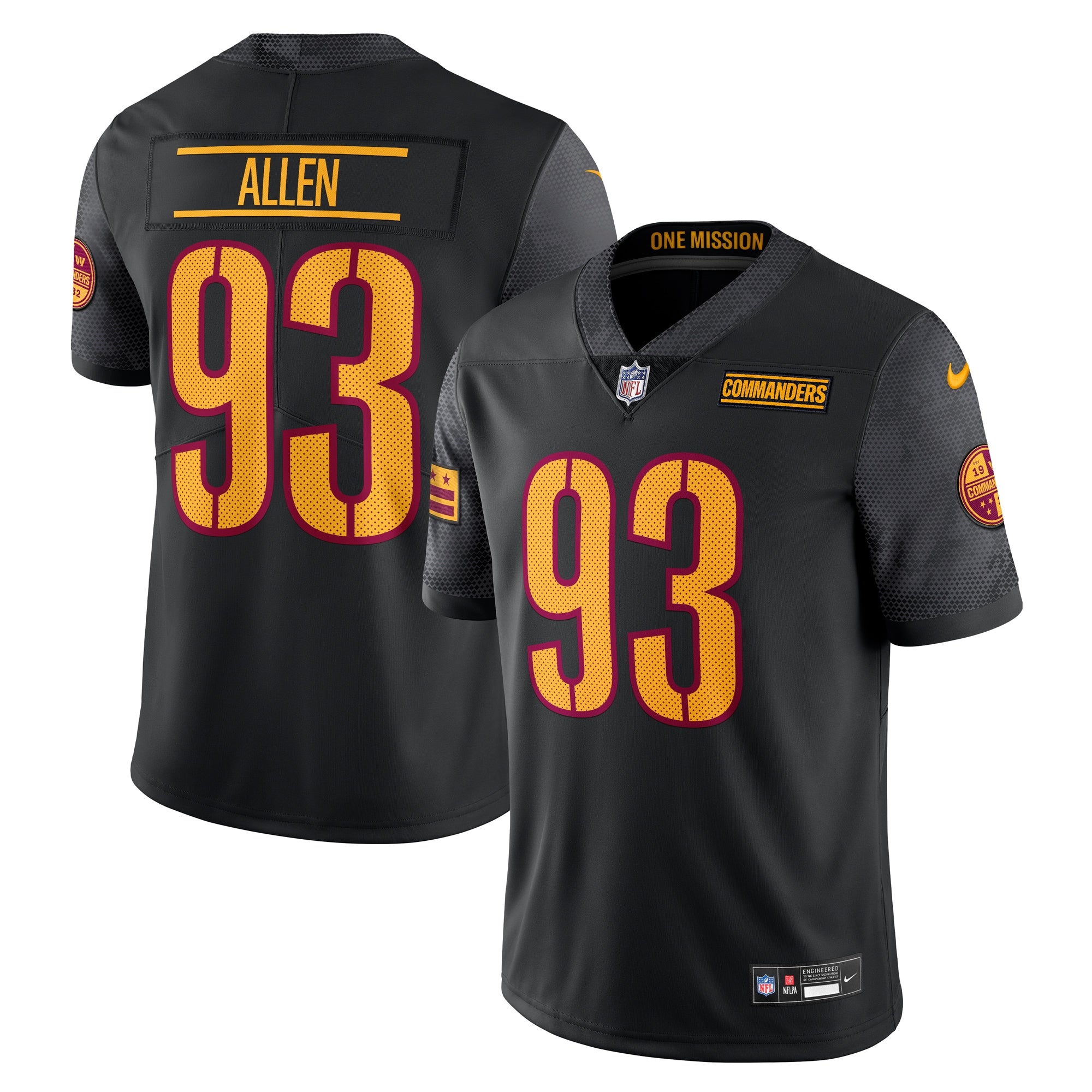 Jonathan Allen Washington Commanders Nike Vapor Untouchable Limited Jersey - Burgundy/Black - Image 4