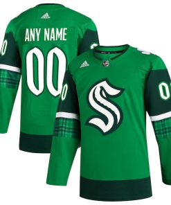Seattle Kraken adidas St. Patrick's Day Authentic Custom Jersey - Kelly Green