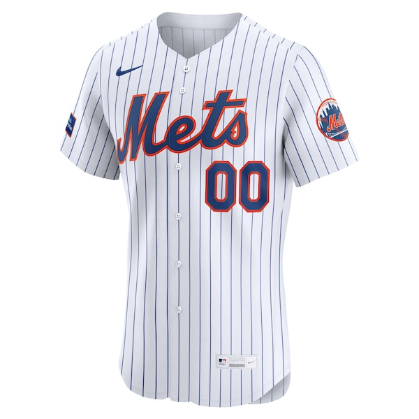 New York Mets Nike Home Elite Sponsor Patch Custom Jersey - White - Image 2