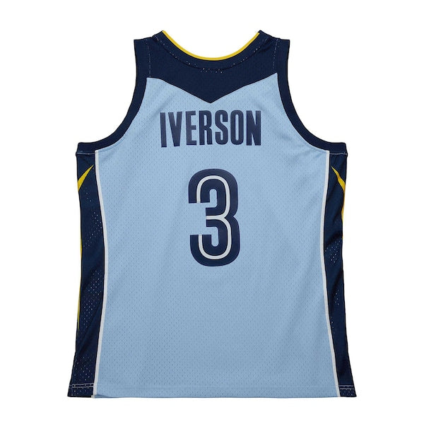 Allen Iverson Memphis Grizzlies 2009/10 Hardwood Classics Swingman Jersey - Light Blue - Image 3