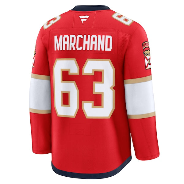 Brad Marchand Florida Panthers Home 2025 Stanley Cup Champions Premium Patched Jersey - Red - Image 3