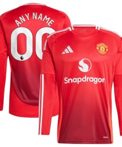 Manchester United adidas 2024/25 Home Long Sleeve Replica Custom Jersey - Red