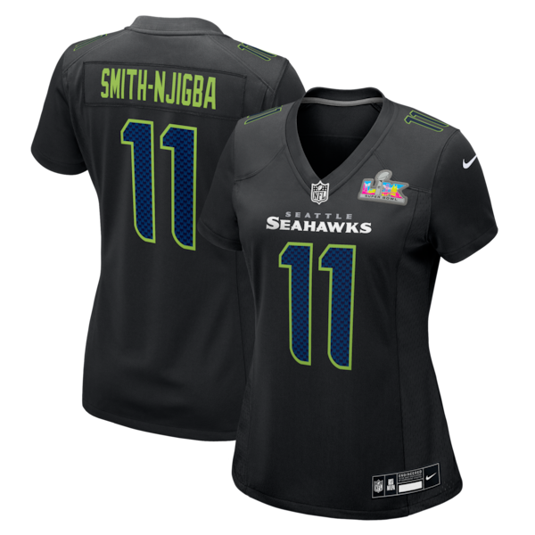 Women's Seattle Seahawks Jaxon Smith-Njigba Nike Black Super Bowl LX Patch Carbon Fashion Game Jersey/White - Image 2
