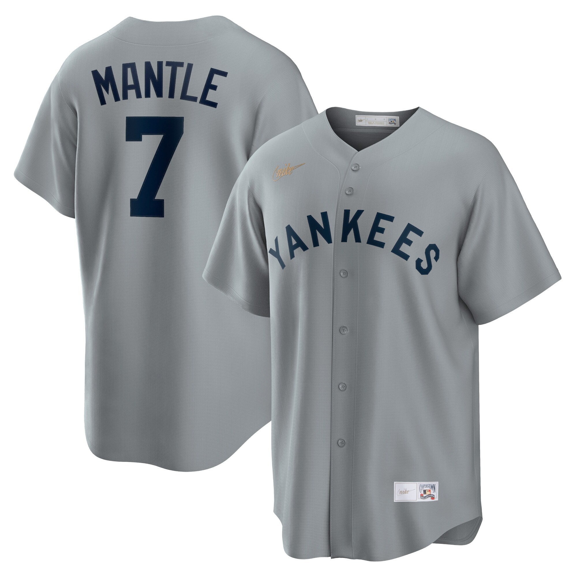 Mickey Mantle New York Yankees Nike Home Cooperstown Collection Player Jersey - White/Gray - Image 5
