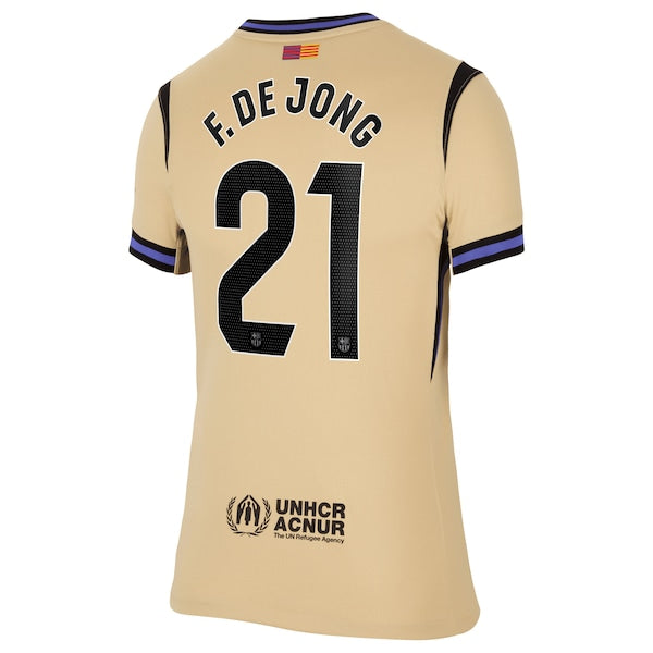 Frenkie de Jong Barcelona Nike Women's 2025/26 Away Stadium Replica Jersey - Gold/Navy - Image 4