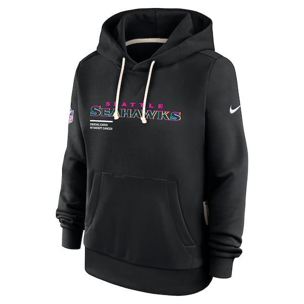 Seattle Seahawks Nike Women's 2025 NFL Crucial Catch Sideline Standard Issue Dri-FIT Hoodie - Black - Image 2