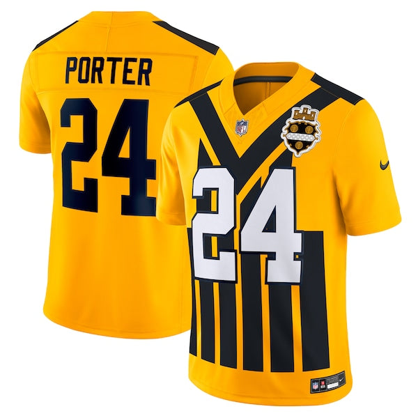 Joey Porter Jr. Pittsburgh Steelers Nike Alternate 1933 Throwback Vapor F.U.S.E. Limited Jersey - Gold/Black/White - Image 2