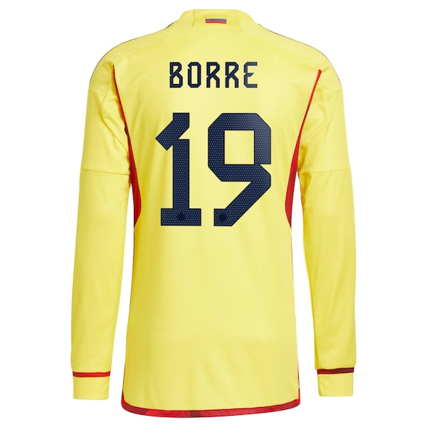 Rafael Borr¨¦ Colombia National Team adidas 2022/23 Home Replica Long Sleeve Player Jersey - Yellow - Image 3