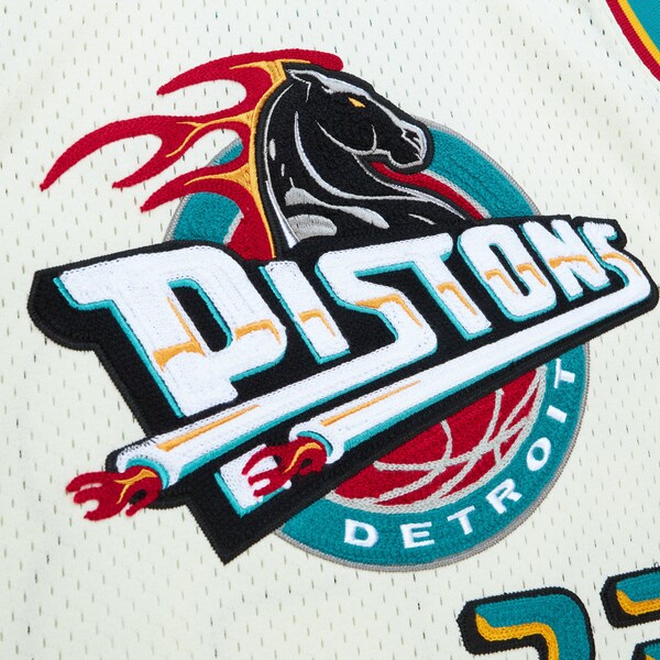 Grant Hill Detroit Pistons Chainstitch Swingman Jersey - Cream - Image 5