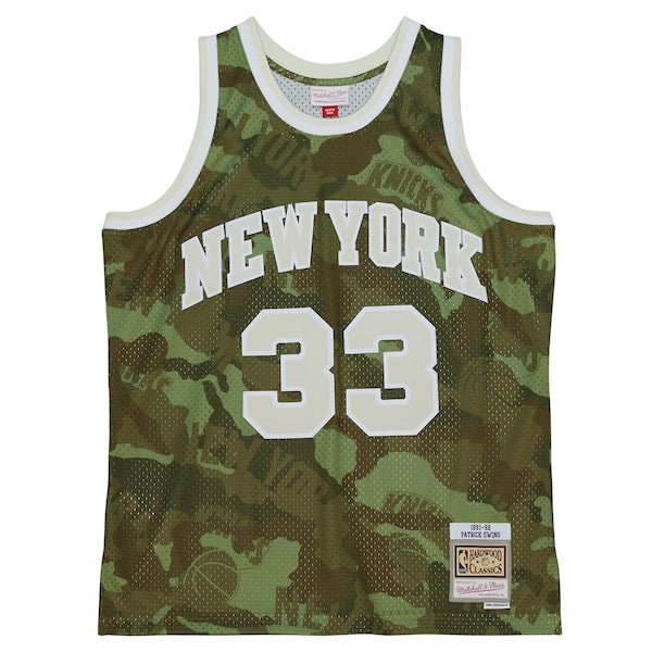 Patrick Ewing New York Knicks Hardwood Classics 1991/92 Ghost Green Swingman Jersey - Camo - Image 2