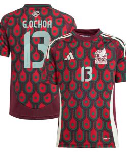 Alternative view of Guillermo Ochoa Mexico National Team adidas Youth 2024 Home Replica Player Jersey - Burgundy/Green