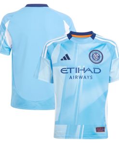 Alternative view of New York City FC adidas Youth 2025 The Excelsior Kit Replica Jersey - Light Blue
